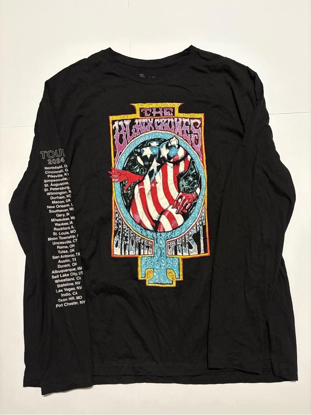The Black Crowes Amorica Or Bust 2024 Tour Long Sleeve Shirt 3XL